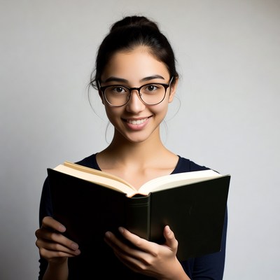 Young Asian woman reading book