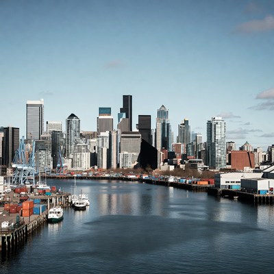 Seattle Skyline with Waterfront and Boats