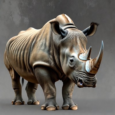 Realistic white rhinoceros standing