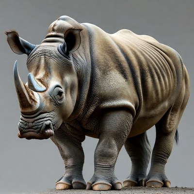 White Rhino Standing Front View