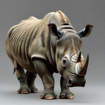 Gray Rhinoceros Standing on Legs