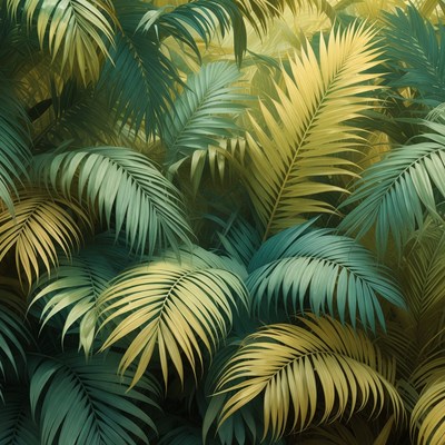 Lush Tropical Palm Leaves Background