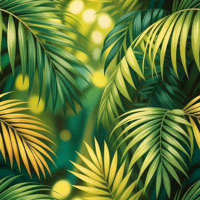 Tropical Palm Leaves with Bokeh Background