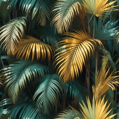 Vibrant Green and Yellow Palm Leaves