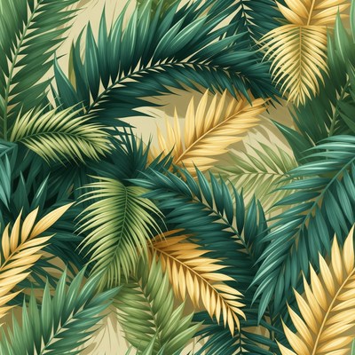 Tropical Palm Leaf Seamless Pattern
