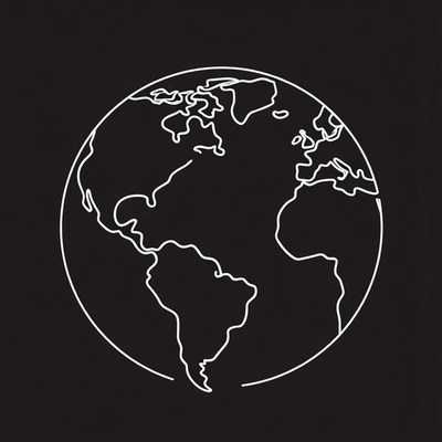 Line Art Earth Globe
