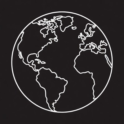 Line Art Earth Globe