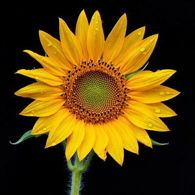 Sunflower with water droplets