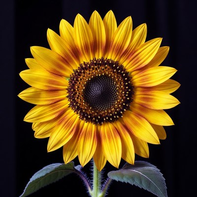 Sunflower on black background