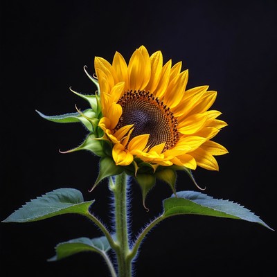 Sunflower on black background