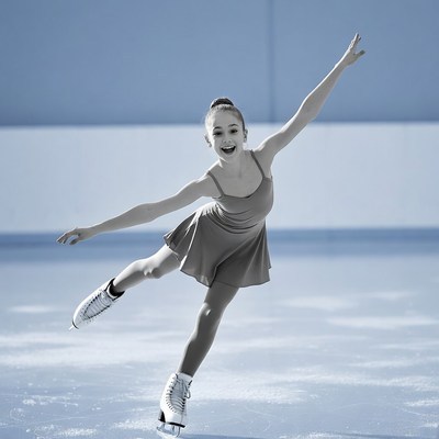 Young girl ice skating