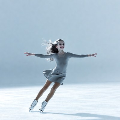 Girl ice skating with arms outstretched