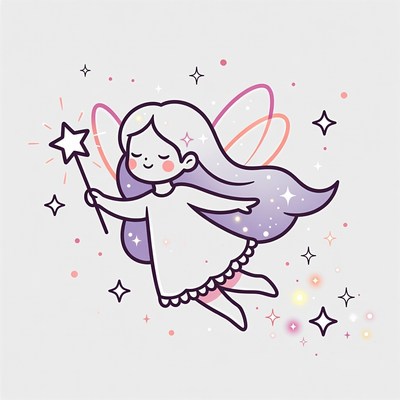 Cute fairy girl with magic wand