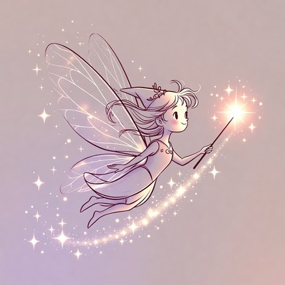 Cute fairy girl with magic wand