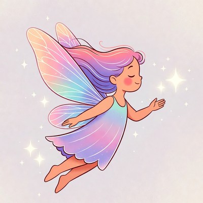 Cute fairy girl flying with sparkles