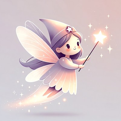 Cute fairy girl with magic wand