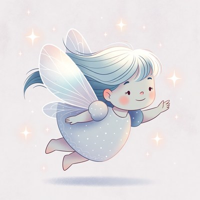 Cute fairy girl flying with wings