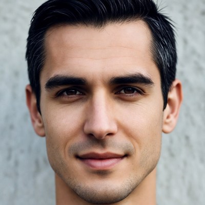 Handsome man with dark hair smiling