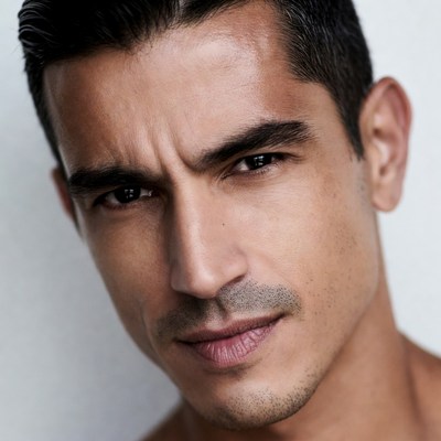 Handsome man with intense gaze