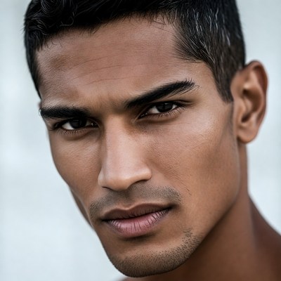 Handsome man intense gaze