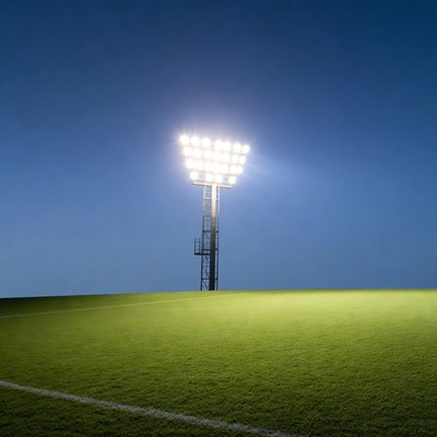 Floodlit Soccer Field at Night