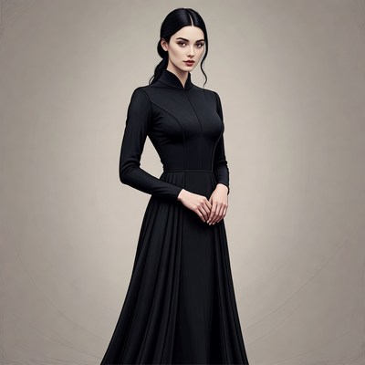 Woman in black elegant dress