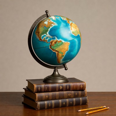 Globe on Stack of Old Books