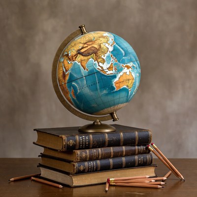 Globe on Stack of Old Books
