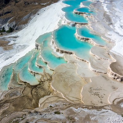 Pamukkale Travertine Terraces Aerial View