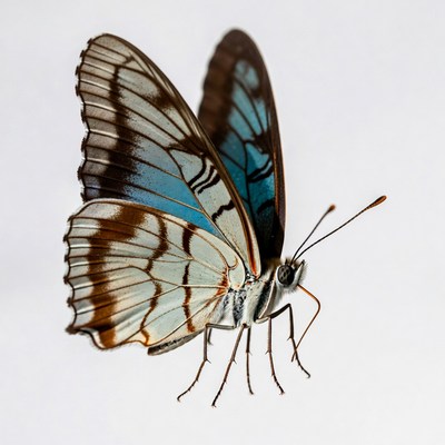 Blue and white striped butterfly