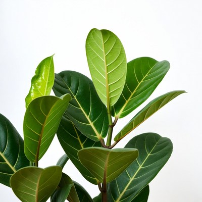 Ficus Plant Leaves on White Background