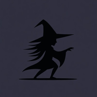 Silhouette of Witch Girl