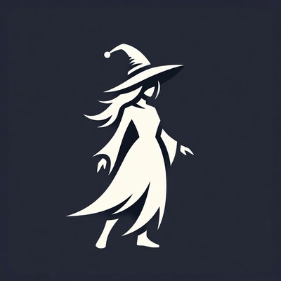 Silhouette Witch in Flowing Dress