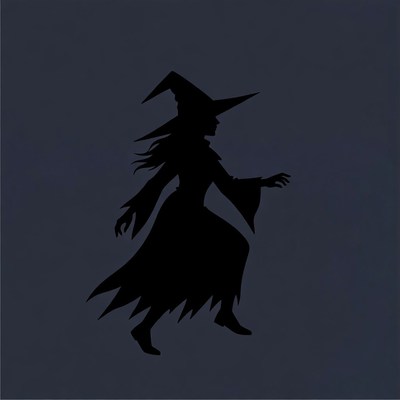 Silhouette of Witch Dancing