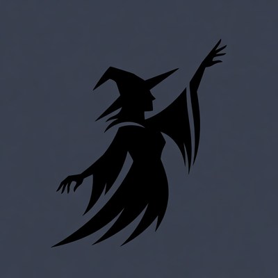 Silhouette of Witch Casting Spell