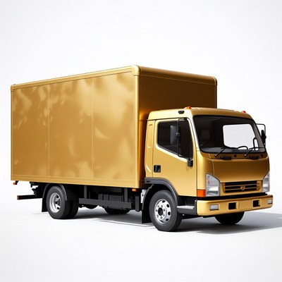 Gold Delivery Truck on White Background