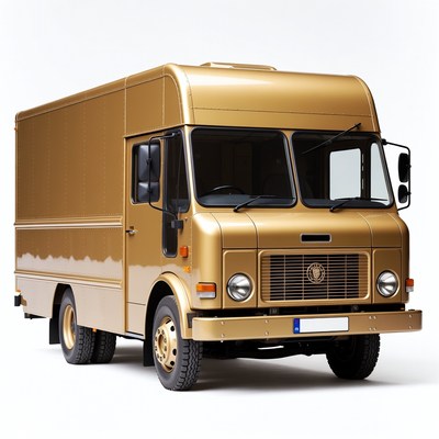 Gold delivery van isolated