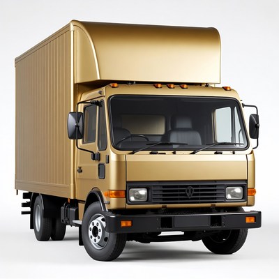 Gold delivery truck front view