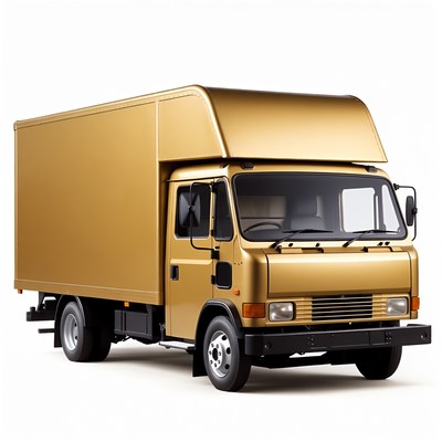 Gold Delivery Van Isolated