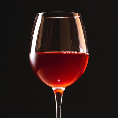 Red Wine Glass on Black Background