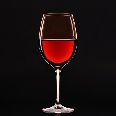 Red Wine Glass on Black Background