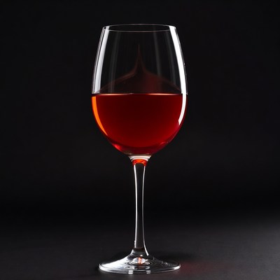 Red Wine Glass on Black Background