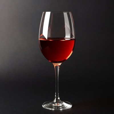 Red Wine Glass on Black Background
