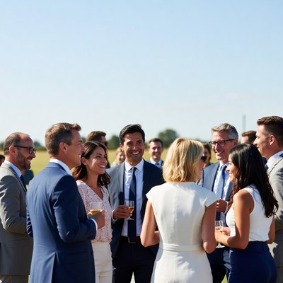 Business professionals conversing outdoors