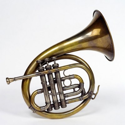 Brass Cornet on White Background