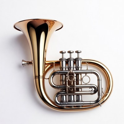 Shiny Gold Cornet on White Background