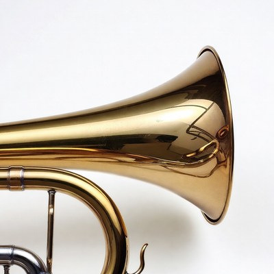 Shiny Brass Flugelhorn on White Background
