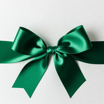 Green satin gift bow