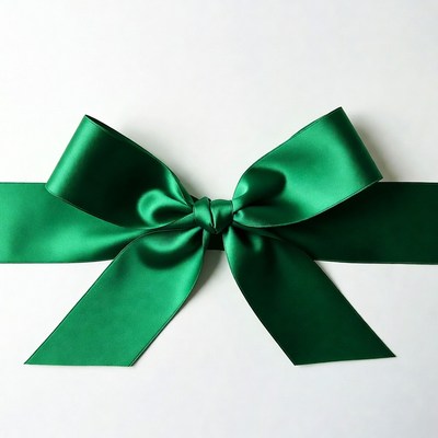 Green satin gift bow