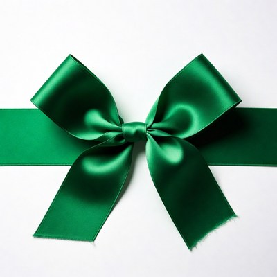 Green satin gift bow